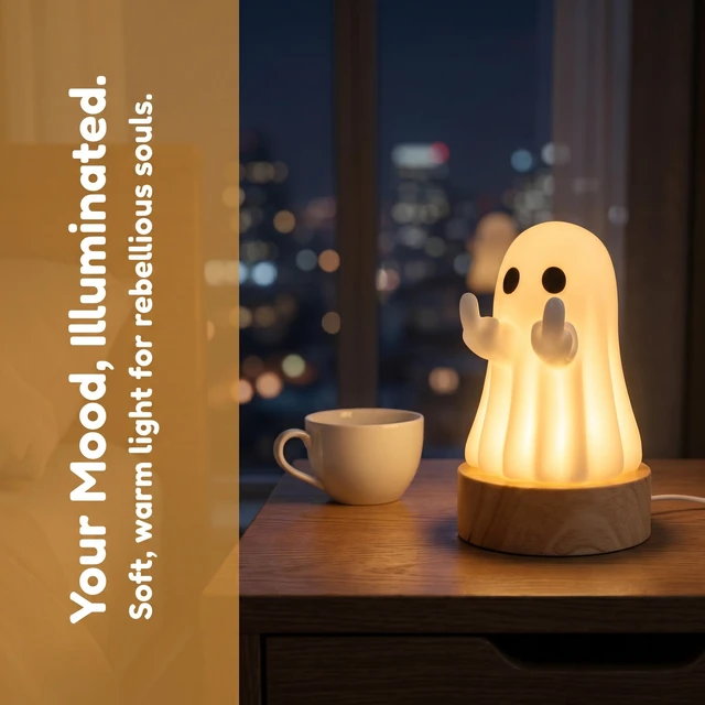 Alt view image 3 of 7 - Halloween Decorations Indoor, Halloween Light Up Ghost Figurine | USB Power, Light Up, Cute Halloween Gifts, Spooky Home Decorations, Table Centerpieces Shelf Mantel Display