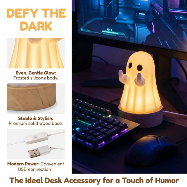 Alt view image 4 of 7 - Halloween Decorations Indoor, Halloween Light Up Ghost Figurine | USB Power, Light Up, Cute Halloween Gifts, Spooky Home Decorations, Table Centerpieces Shelf Mantel Display