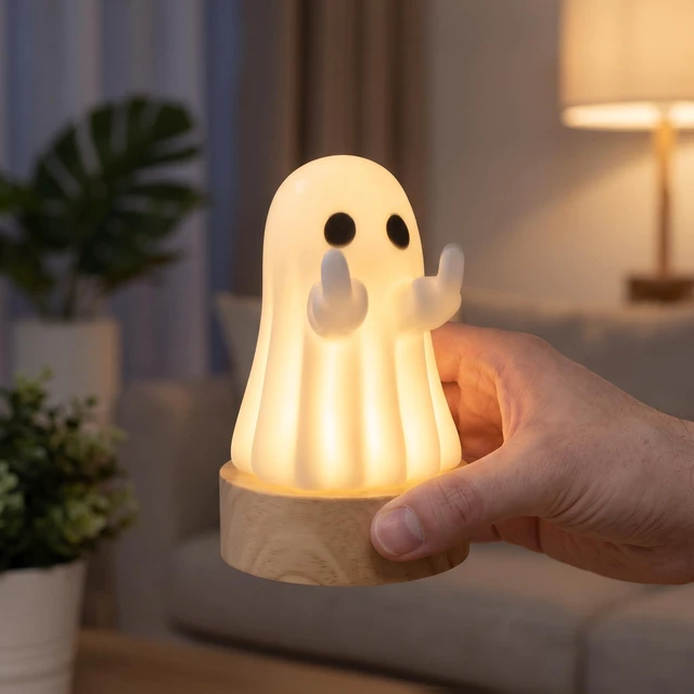 Alt view image 6 of 7 - Halloween Decorations Indoor, Halloween Light Up Ghost Figurine | USB Power, Light Up, Cute Halloween Gifts, Spooky Home Decorations, Table Centerpieces Shelf Mantel Display