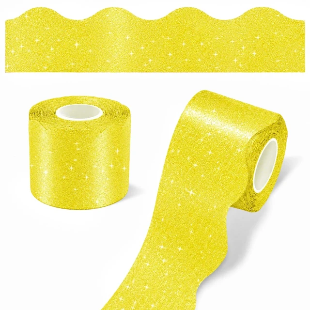 Main image of 70Ft Shine Scalloped Bulletin Board Border- Yellow Bulletin Board Border, Shiny Yellow Trim Decorative Roll for Classroom, School, Office, Home