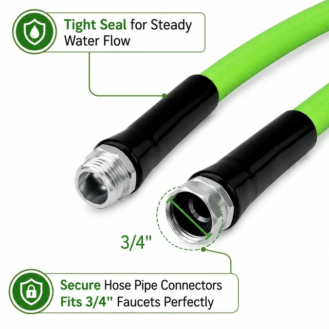 Alt view image 3 of 7 - Hybrid Polymer Leader Garden Hose, 5/8" ID x 6 FT, 3/4" Fittings | Hose with 3/4" GHT Aluminum Fittings, Drinking Water Safe Reel Connecting Hose for Outdoor Use