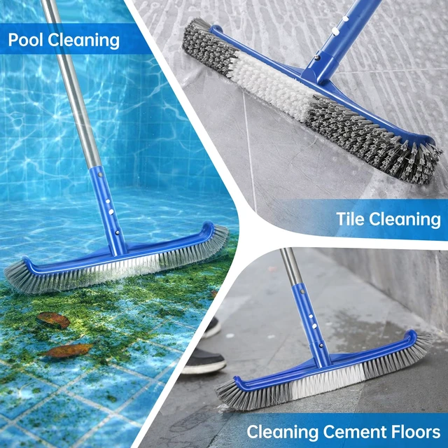 Alt view image 4 of 6 - Pool Brush Head, Scrub Brush with Premium Nylon Bristles,Curved Ends High-Efficiency Pool Broom/Pool Brushes for Cleaning Inground/Above Ground,Swimming Pool, Walls, Bathtubs, Tiles & Floors(Blue)