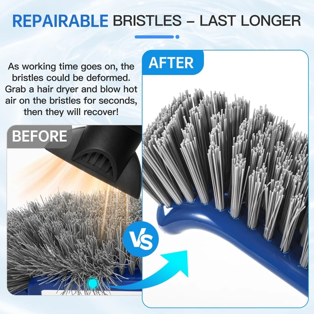 Alt view image 5 of 6 - Pool Brush Head, Scrub Brush with Premium Nylon Bristles,Curved Ends High-Efficiency Pool Broom/Pool Brushes for Cleaning Inground/Above Ground,Swimming Pool, Walls, Bathtubs, Tiles & Floors(Blue)