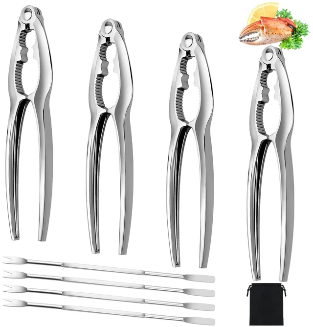 Main image of 8 Pcs Crab Crackers and Tools Set, Crab Leg Cracker Tools for Seafood Nut | Zinc Alloy Lobster Crackers and Picks. 4 Pcs Crab Crackers, 4 pcs Crab Leg Forks with Storage Bag. Ergonomic, Non-slip Grip
