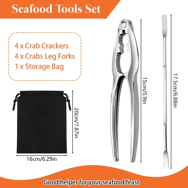 Alt view image 2 of 7 - 8 Pcs Crab Crackers and Tools Set, Crab Leg Cracker Tools for Seafood Nut | Zinc Alloy Lobster Crackers and Picks. 4 Pcs Crab Crackers, 4 pcs Crab Leg Forks with Storage Bag. Ergonomic, Non-slip Grip