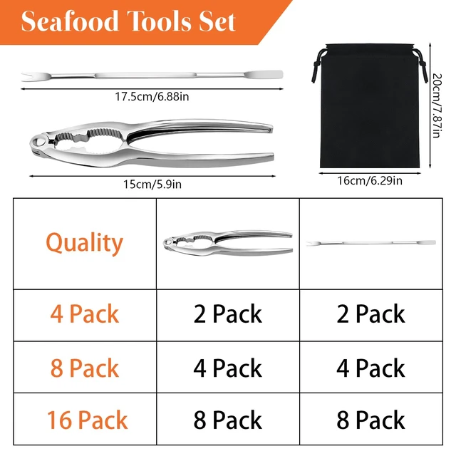 Alt view image 5 of 7 - 8 Pcs Crab Crackers and Tools Set, Crab Leg Cracker Tools for Seafood Nut | Zinc Alloy Lobster Crackers and Picks. 4 Pcs Crab Crackers, 4 pcs Crab Leg Forks with Storage Bag. Ergonomic, Non-slip Grip
