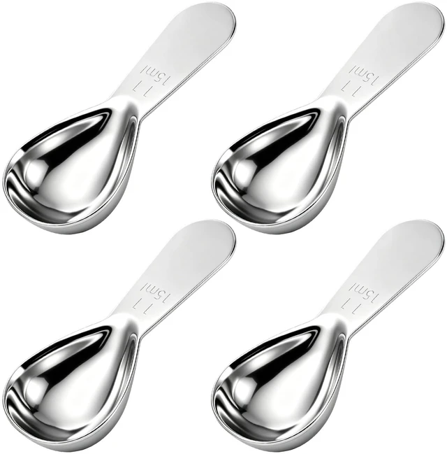 Main image of 4 pcs Coffee Scoop -15ml (1 Tbsp),Stainless Steel Metal Measuring Spoons,Short Handle Coffee Scoop for Coffee Beans, Ground Coffee, Espresso, Protein Powders, Tea, Sugar, Flour Exact Measuring