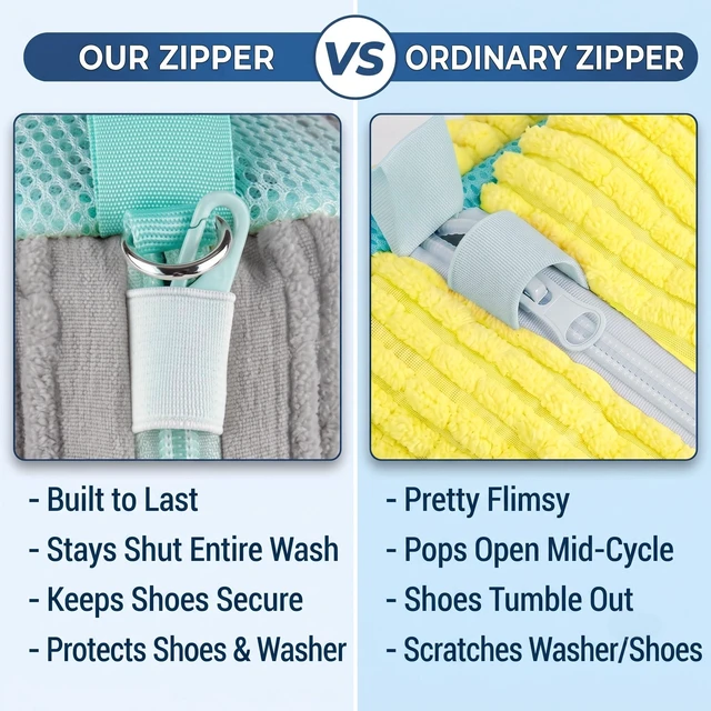Alt view image 5 of 7 - Shoe Washing Machine Bag Laundry Shoe Bag for Washer and Dryer, 2pc Reusable Shoe Cleaning Bag for Sneakers with Secure Locking Zipper