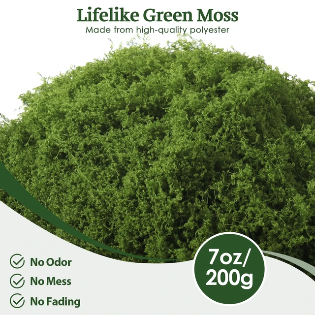 Alt view image 2 of 7 - Fake Moss for Potted Plants Indoor, 7oz Artificial Turf Grass for Crafts, Fairy Gardens, Dioramas, Terrariums, Dollhouses, Model, Miniature, Centerpieces, Party Table Decorations(Dark Green)