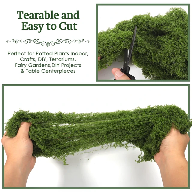 Alt view image 3 of 7 - Fake Moss for Potted Plants Indoor, 7oz Artificial Turf Grass for Crafts, Fairy Gardens, Dioramas, Terrariums, Dollhouses, Model, Miniature, Centerpieces, Party Table Decorations(Dark Green)