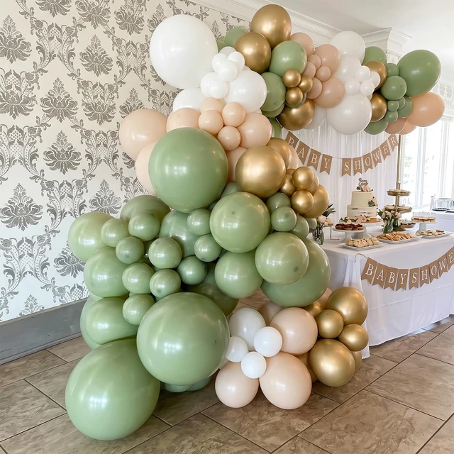 Alt view image 3 of 6 - 18 Inch Sage Green Balloons 15 Pack - Large Round Latex Balloons | Jumbo Helium Balloon Kit for Graduation 2026, Boho Wedding, Baby Shower, Birthday Party Decorations (with Ribbons)