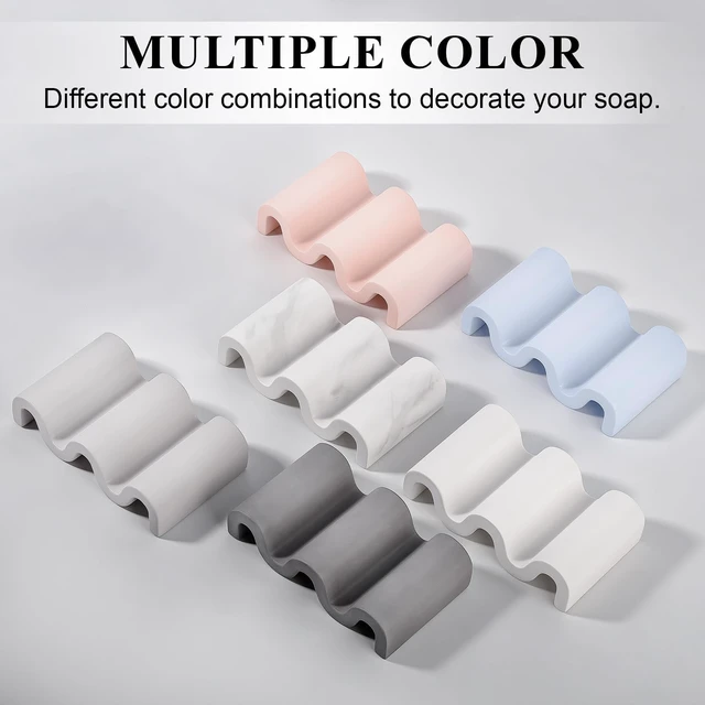 Alt view image 6 of 6 - Diatomite Soap Dish Bar Soap Holder Quick Drying Sponge Tray, Marble White | Fast Drying, Self Draining Design Helps Keep Bar Soap Dry for Bathroom Sink, Shower & Kitchen