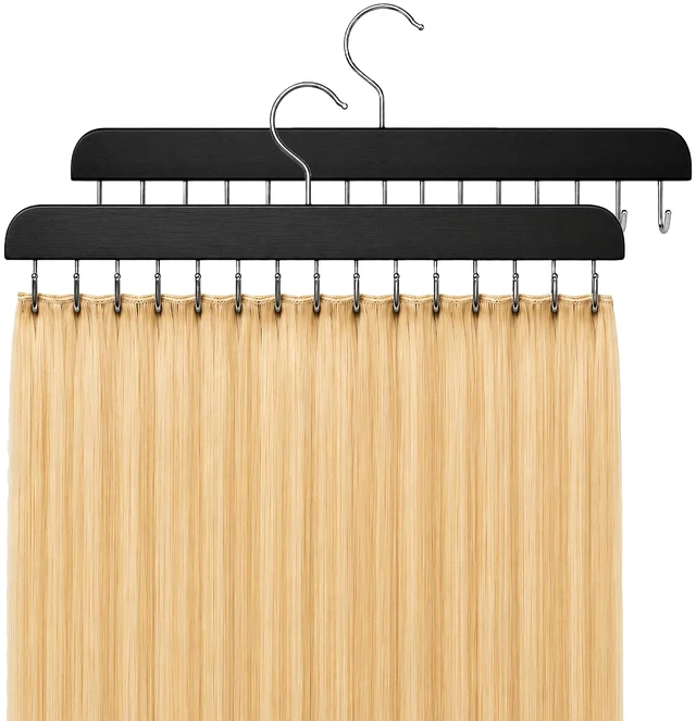 Main image of 2 Pack Hair Extension Hanger Organizer for Storage, Care and Styling | Strong Metal Hanging Hooks Durable Space Saving Multi Purpose for Hair Extensions Styling Care Storage and Accessories