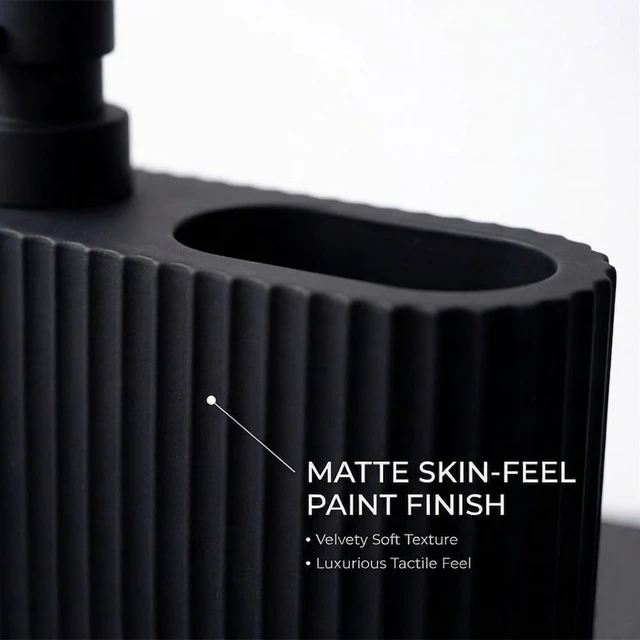 Alt view image 2 of 5 - Matte Black Dish Soap Dispenser with Sponge Holder for Kitchen Sink - 2-in-1 Plastic Soap Dispenser Bottle with Soft-Touch Finish