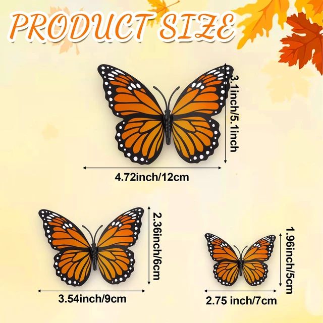 Alt view image 3 of 7 - Dia De Los Muertos Decorations, Day of The Dead Decorations,Monarch Butterfly Decorations,Ofrenda Decoration for Altar 3 Size 3D Artificial Butterflies Decor for Wall Decal Craft Home Halloween,12Pcs