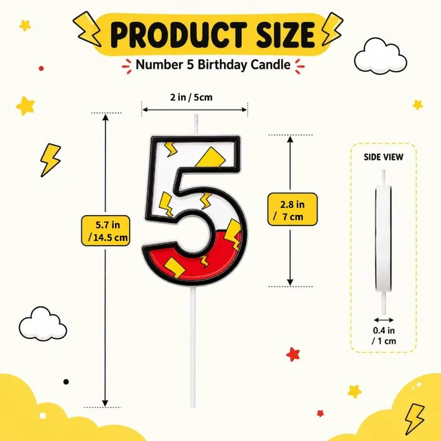 Alt view image 6 of 6 - Red White Birthday Number Candles for Cake Decoration,Cupcake Topper,Anime Party Decor Supplies,Cartoon-Themed Party Favors (Number 7)