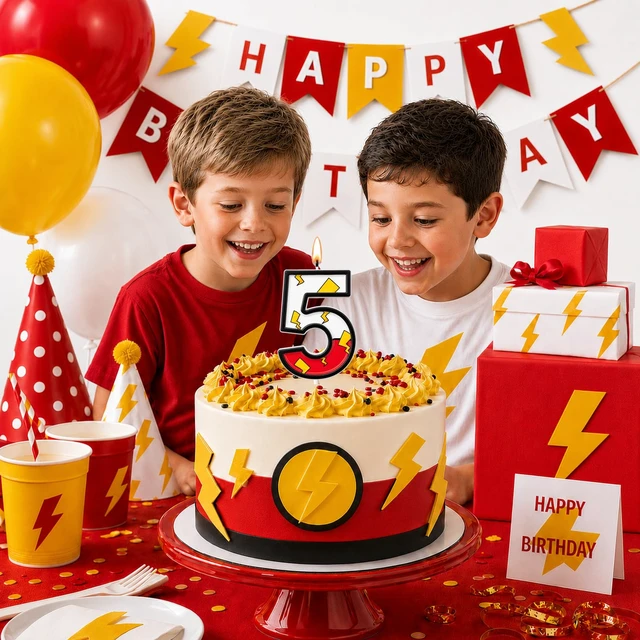 Alt view image 3 of 6 - Red White Birthday Number Candles for Cake Decoration,Cupcake Topper,Anime Party Decor Supplies,Cartoon-Themed Party Favors (Number 7)