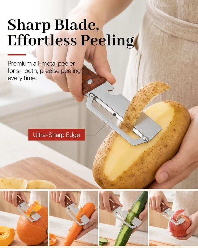 Alt view image 3 of 7 - 2 PCS Multifunctional Vegetable Peeler for Kitchen, 3-In-1 Stainless Steel Potato Peeler with ABS Handle and Bottle Opener, Ergonomic Handheld Peeler Knife with Hanging Hole for Fruits, Vegetables