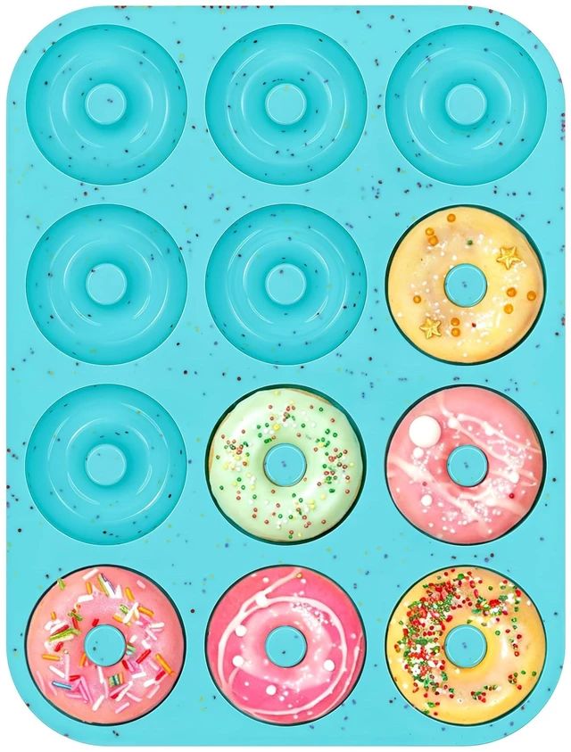Main image of 2 Inch Silicone Mini Donut Pan for Baking (1 PcsAqua) | BPA Free, Dishwasher Safe, Easy to Clean,for Healthy Baked Donuts, Bagels & Onion Rings