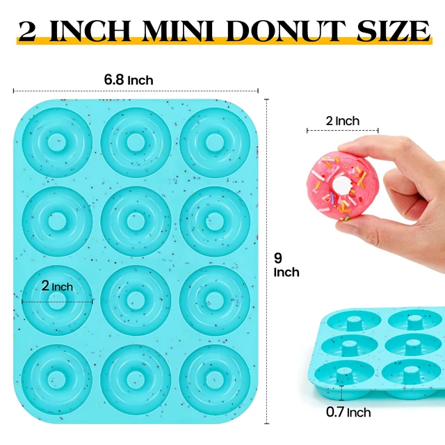 Alt view image 2 of 7 - 2 Inch Silicone Mini Donut Pan for Baking (1 PcsAqua) | BPA Free, Dishwasher Safe, Easy to Clean,for Healthy Baked Donuts, Bagels & Onion Rings