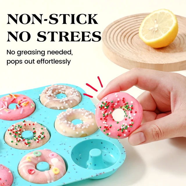 Alt view image 3 of 7 - 2 Inch Silicone Mini Donut Pan for Baking (1 PcsAqua) | BPA Free, Dishwasher Safe, Easy to Clean,for Healthy Baked Donuts, Bagels & Onion Rings