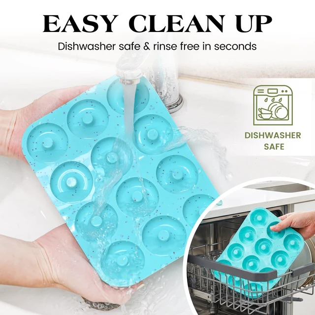Alt view image 6 of 7 - 2 Inch Silicone Mini Donut Pan for Baking (1 PcsAqua) | BPA Free, Dishwasher Safe, Easy to Clean,for Healthy Baked Donuts, Bagels & Onion Rings