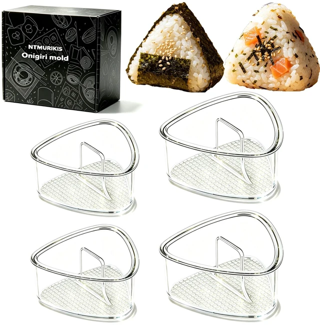 Main image of 4PCS Clear Large Onigiri Press &Triangle Rice Ball Mold for Sushi Non-Stick, BPA-Free, Sushi Mold for Bento Boxes and Lunches