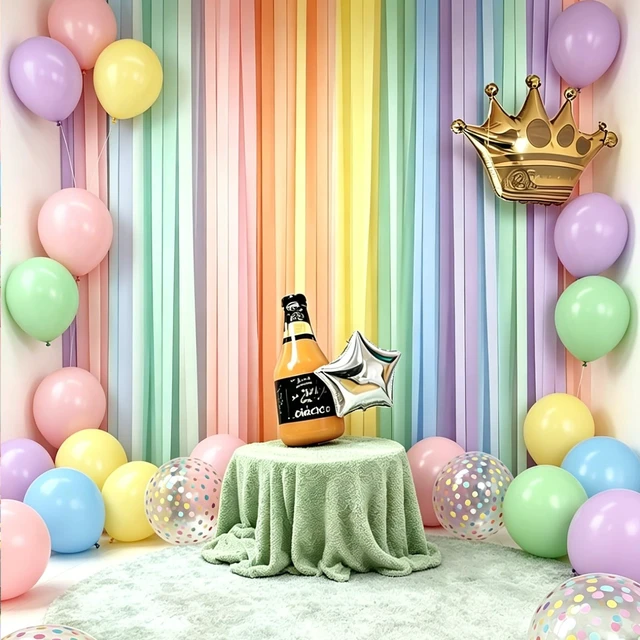 Alt view image 5 of 7 - Fecedy Macaron Crepe Paper Streamers 6 Rolls 492ft and 36pcs Macaron Pastel Latex Balloons With Colorful Confetti Balloon 12 inch Round for Birthday,Baby Shower,Bridal Shower,Rainbow Party Decorations