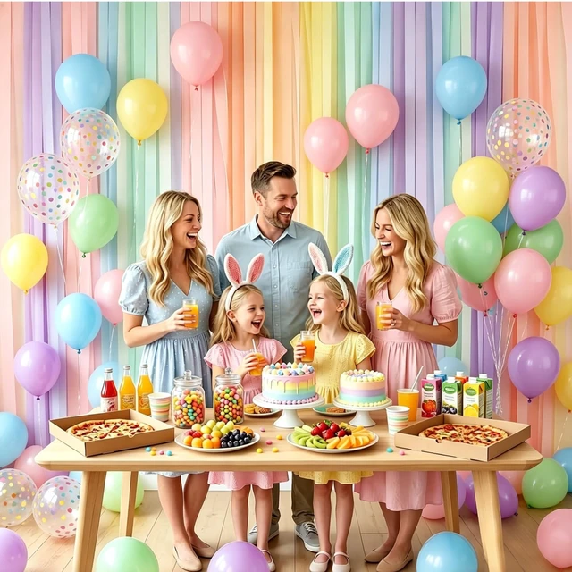 Alt view image 4 of 7 - Fecedy Macaron Crepe Paper Streamers 6 Rolls 492ft and 36pcs Macaron Pastel Latex Balloons With Colorful Confetti Balloon 12 inch Round for Birthday,Baby Shower,Bridal Shower,Rainbow Party Decorations