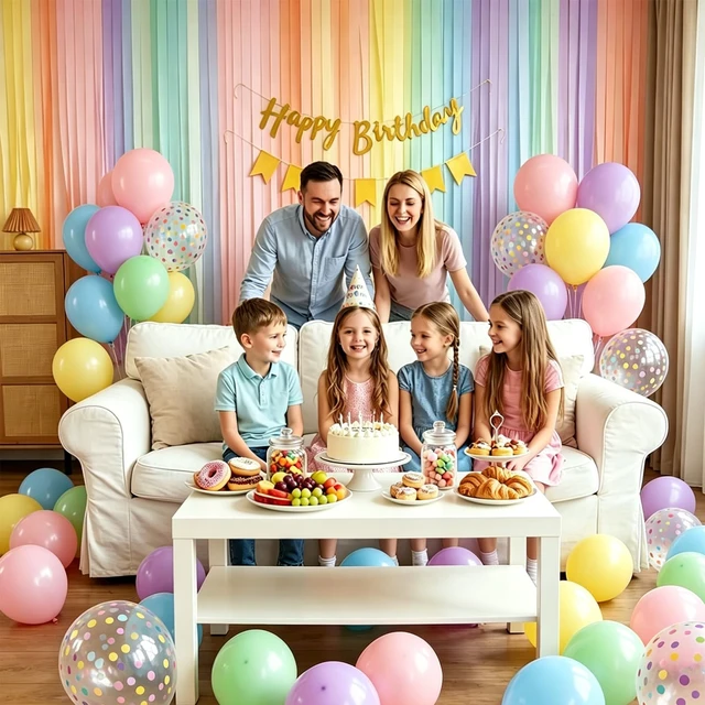 Alt view image 7 of 7 - Fecedy Macaron Crepe Paper Streamers 6 Rolls 492ft and 36pcs Macaron Pastel Latex Balloons With Colorful Confetti Balloon 12 inch Round for Birthday,Baby Shower,Bridal Shower,Rainbow Party Decorations
