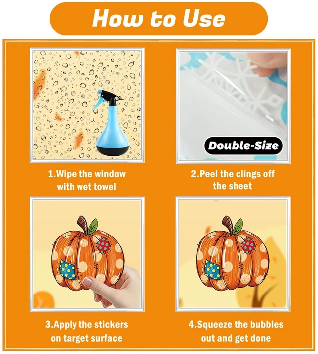 Alt view image 5 of 7 - Fall Window Clings Maple Leaves Pumpkins Scarecrow Truck Autumn Harvest, 9 Sheets Thanksgiving Window Clings for Glass Windo Fall Decor Indoor Windo Decals