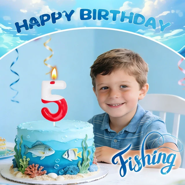 Alt view image 5 of 7 - Fishing Birthday Candles, Fishing Party Decoration Supplies, Birthday Number Candles for Cake Topper (Red, Number 1)