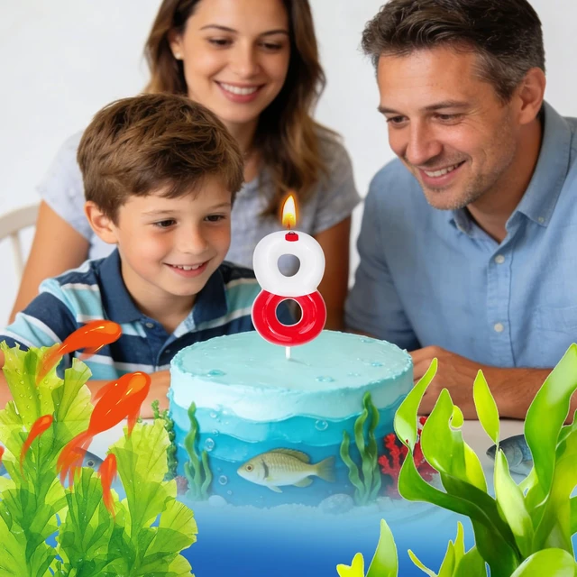Alt view image 6 of 7 - Fishing Birthday Candles, Fishing Party Decoration Supplies, Birthday Number Candles for Cake Topper (Red, Number 1)