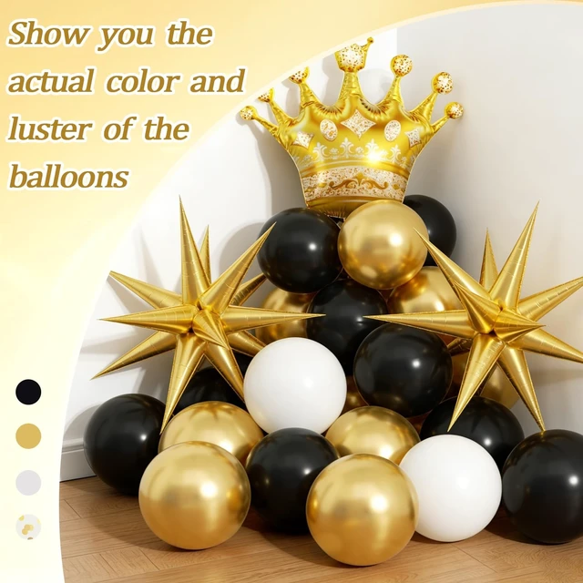 Alt view image 4 of 7 - Black and Gold Birthday Party Decorations with Metallic Gold Balloons | HHappy Birthday Banner, Birthday Decorations for Men