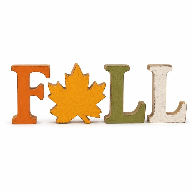 Main image of Fall Decorations for Home, 4 PCS Wooden Table Signs, Autumn Letter Blocks | Vintage Farmhouse Harvest Decor for Thanksgiving Centerpieces, Mantel, Shelf, Tiered Tray, Kitchen Tabletop and Entryway