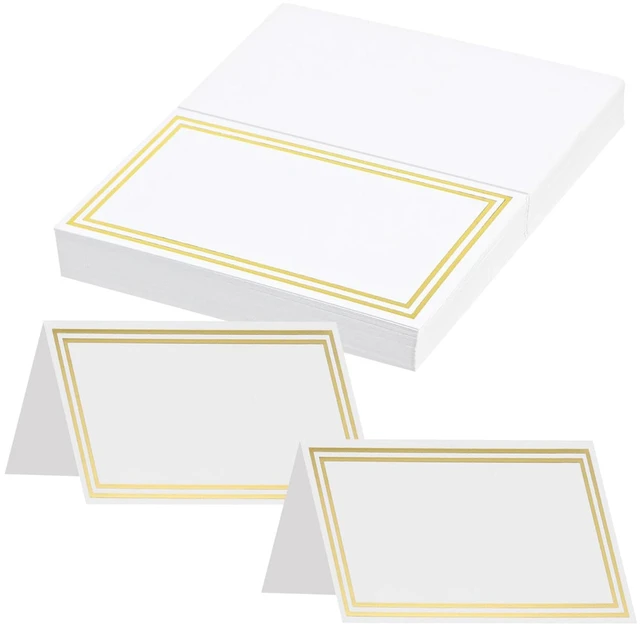 Main image of 50 Pcs Place Cards, 2"x3.5" Double Gold Foil Border Tent Cards