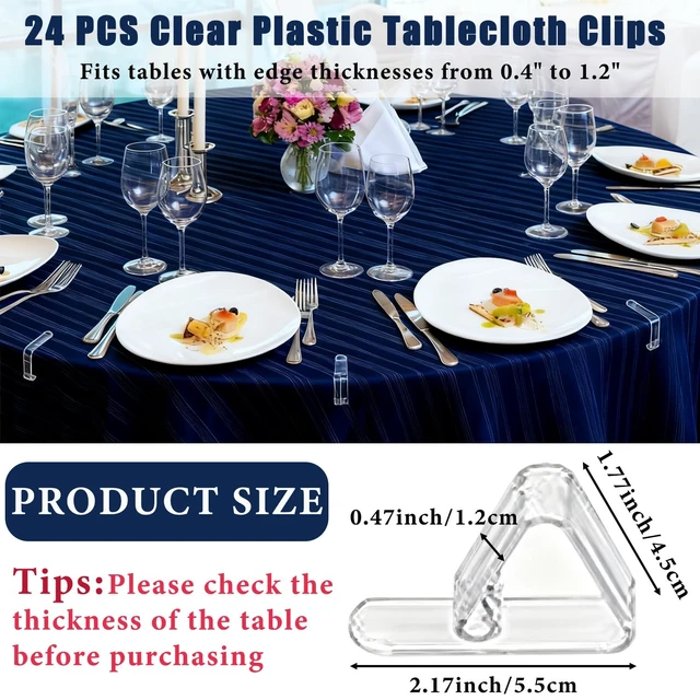 Alt view image 2 of 7 - 24 Pack Tablecloth Clips for Thick Tables, Heavy-Duty Plastic Table Cover Holders for Outdoor Dining, Picnic, Camping, and Party Use, Windproof Table Cloth Clamps for Birthday, Wedding