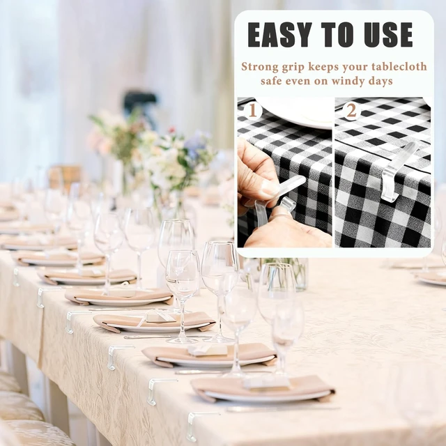Alt view image 4 of 7 - 24 Pack Tablecloth Clips for Thick Tables, Heavy-Duty Plastic Table Cover Holders for Outdoor Dining, Picnic, Camping, and Party Use, Windproof Table Cloth Clamps for Birthday, Wedding