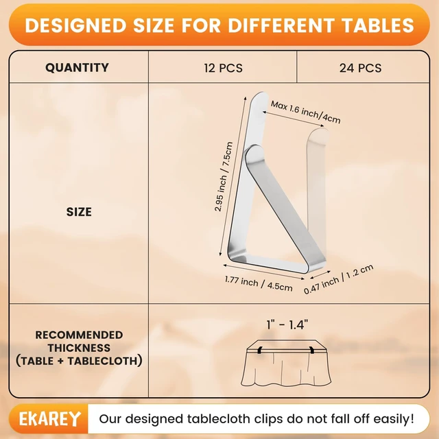 Alt view image 2 of 7 - 12 PCS Metal Tablecloth Clips Holder Securing Outdoor & Indoor Table Cloth | Windproof & Waterproof & Rustproof Stainless Steel Table Cover Clamps for Party, Picnic Camping, Wedding Christmas New Year