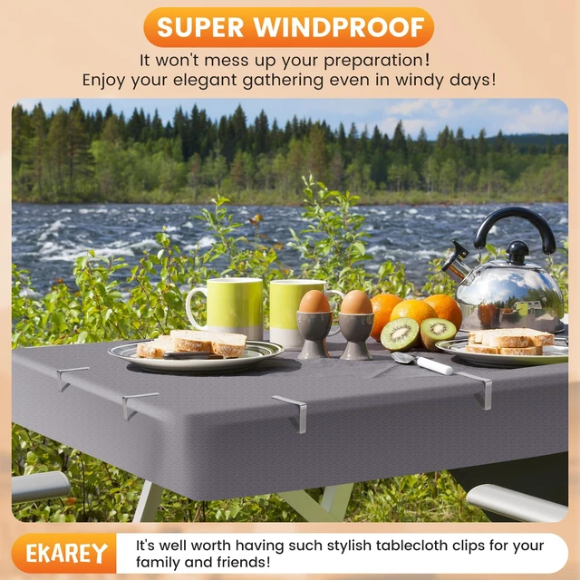 Alt view image 6 of 7 - 12 PCS Metal Tablecloth Clips Holder Securing Outdoor & Indoor Table Cloth | Windproof & Waterproof & Rustproof Stainless Steel Table Cover Clamps for Party, Picnic Camping, Wedding Christmas New Year