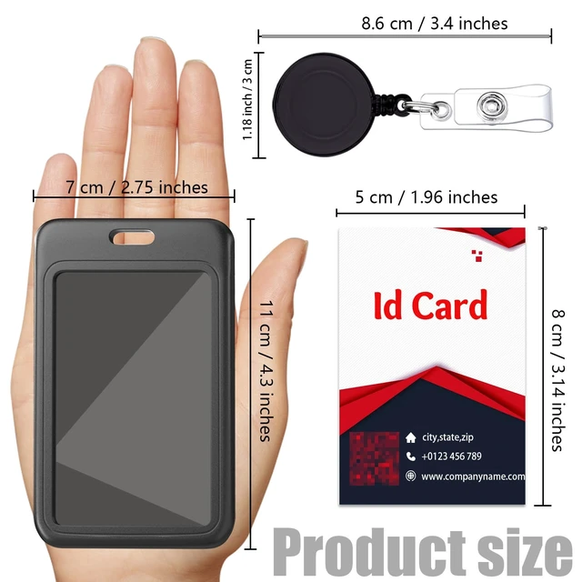 Alt view image 2 of 6 - 3 Set Black Vertical Badge Holders | Plastic Card Protective Case with Telescopic ID Holder, Suitable for Access Control Cards, Work Cards, Teachers, Students.