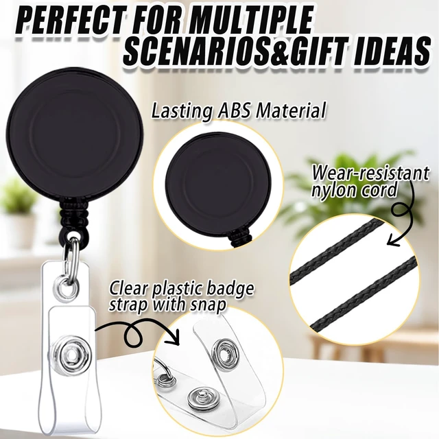 Alt view image 3 of 6 - 3 Set Black Vertical Badge Holders | Plastic Card Protective Case with Telescopic ID Holder, Suitable for Access Control Cards, Work Cards, Teachers, Students.