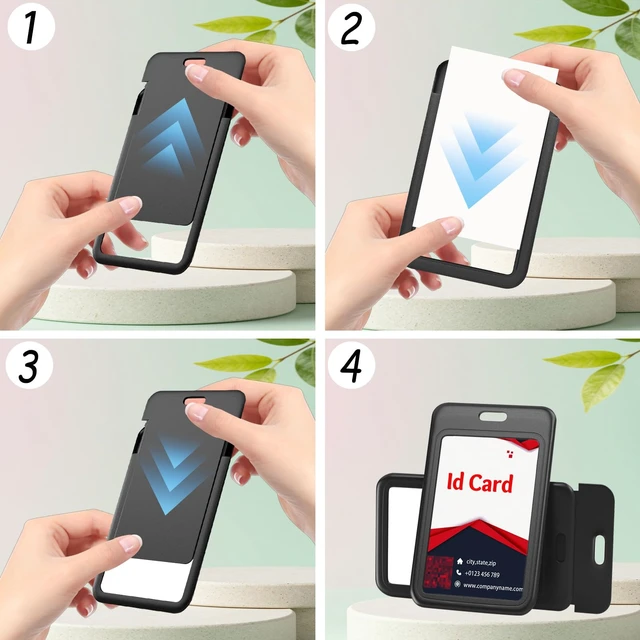 Alt view image 4 of 6 - 3 Set Black Vertical Badge Holders | Plastic Card Protective Case with Telescopic ID Holder, Suitable for Access Control Cards, Work Cards, Teachers, Students.