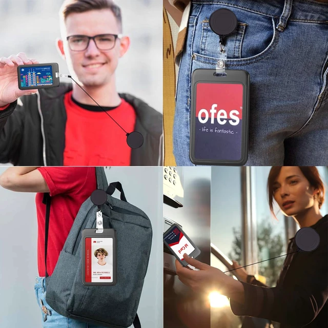 Alt view image 6 of 6 - 3 Set Black Vertical Badge Holders | Plastic Card Protective Case with Telescopic ID Holder, Suitable for Access Control Cards, Work Cards, Teachers, Students.