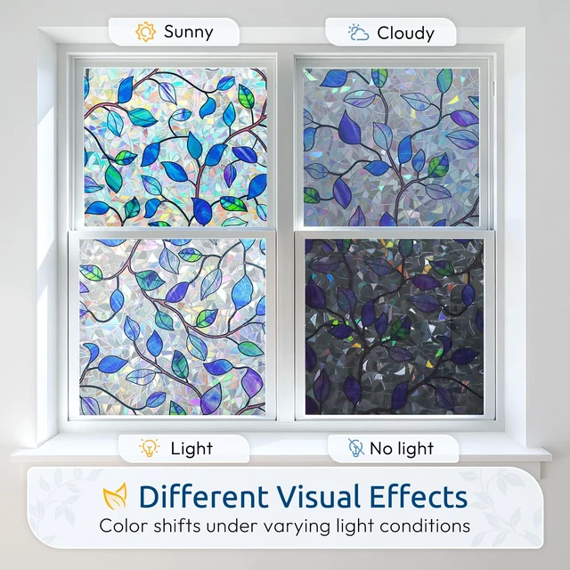Alt view image 3 of 7 - Window Privacy Film, Stained Cling, Purple Vines, 17.5" x 78.7" | Decorative Window Sticker, Removable Static Tint Heat Control UV Blocking Non-Adhesive Coverings for Home Doors, Bathroom