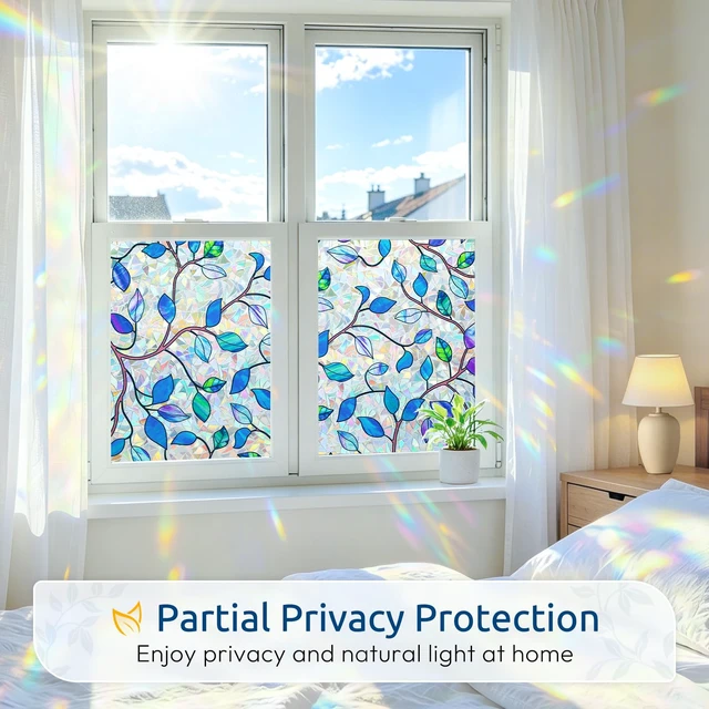 Alt view image 4 of 7 - Window Privacy Film, Stained Cling, Purple Vines, 17.5" x 78.7" | Decorative Window Sticker, Removable Static Tint Heat Control UV Blocking Non-Adhesive Coverings for Home Doors, Bathroom
