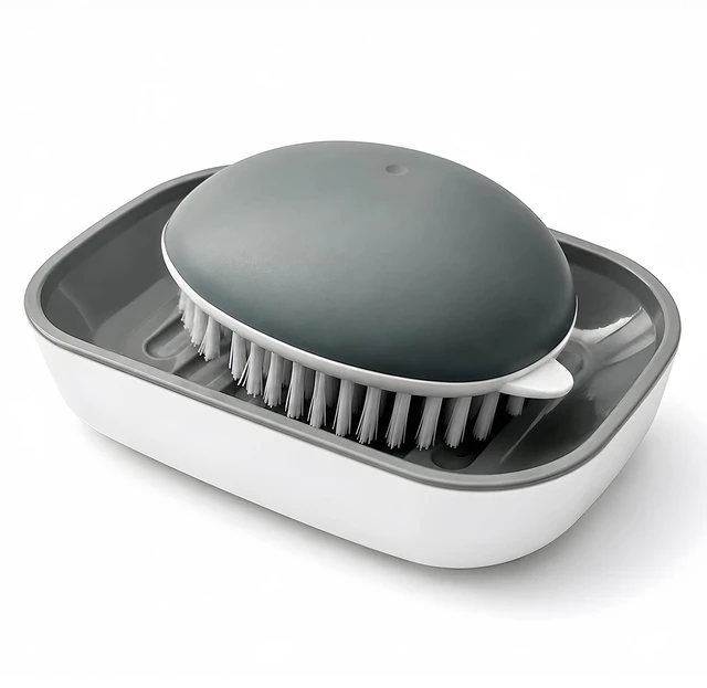 Main image of Vegetable Brush Scrubber,Fruit & Potato Scrubber Brush,Vented Box,Gray | Deep-Cleaning Stiff Bristles,Vented Storage Box,Dry Quickly,Comfortable Ergonomic Handle,Ideal for Daily Produce Cleaning