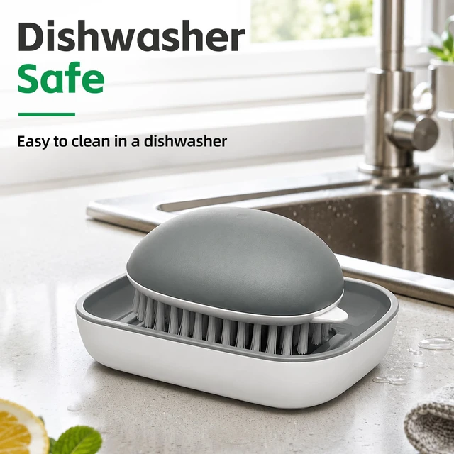 Alt view image 7 of 7 - Vegetable Brush Scrubber,Fruit & Potato Scrubber Brush,Vented Box,Gray | Deep-Cleaning Stiff Bristles,Vented Storage Box,Dry Quickly,Comfortable Ergonomic Handle,Ideal for Daily Produce Cleaning