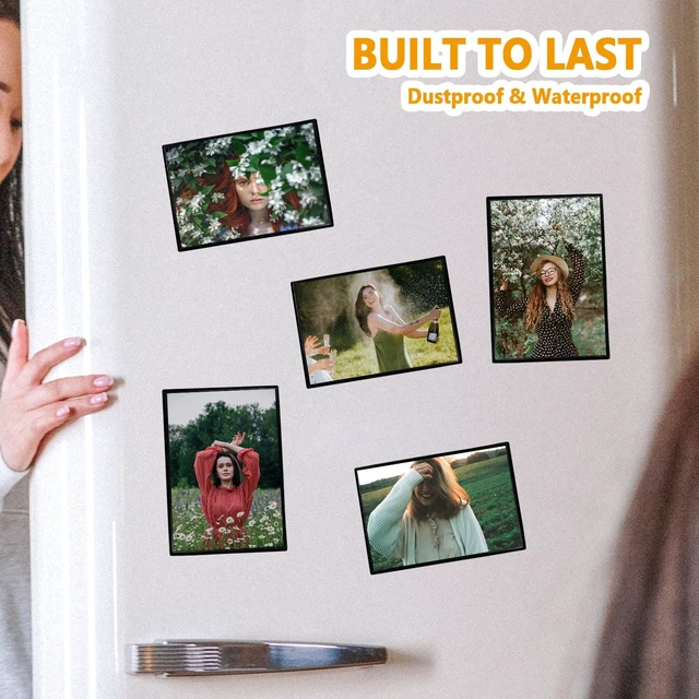 Alt view image 7 of 7 - 5x7 Magnetic Picture Frames, 4 Pack for Refrigerator, Black | Reusable 5x7 magnetic picture frames with full-back magnets for refrigerators, lockers, cabinets and magnetic boards.
