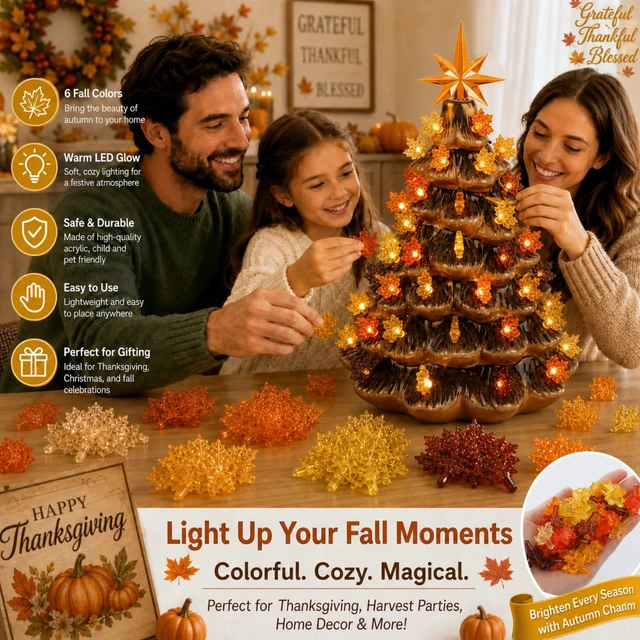 Alt view image 6 of 6 - 60pcs Fall Ceramic Tree Replacement Lights, Maple Leaf, 6 Color | Autumn Tree Topper Ornaments, Ceramic Christmas Tree Bulbs Pegs, for Thanksgiving Harvest Halloween, Home Decor